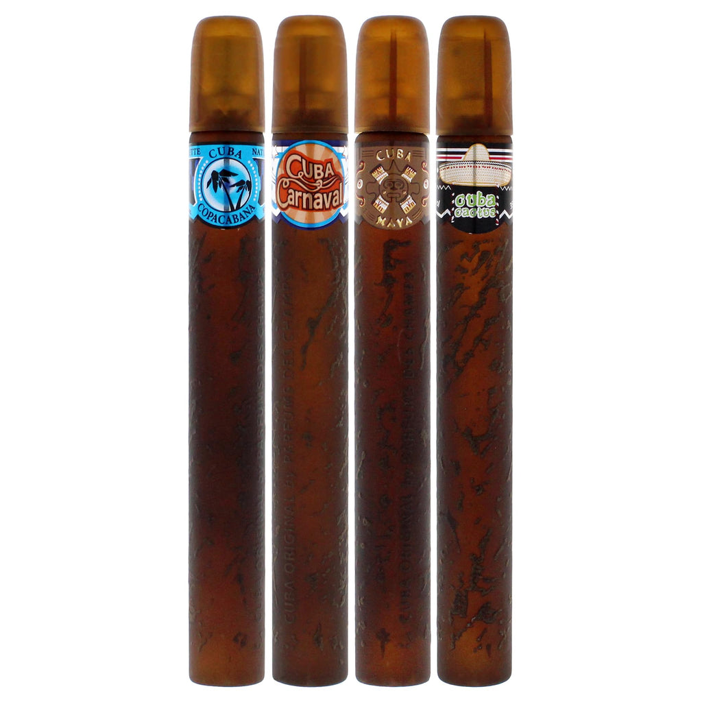 Cuba Latino Collection for Men – 4-Piece Gift Set by Champs (Carnaval, Copacabana, Maya & Cactus) | 1.17 oz EDTs