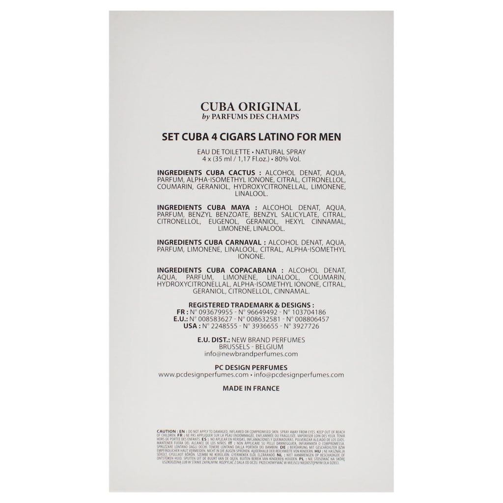 Cuba Latino Collection for Men – 4-Piece Gift Set by Champs (Carnaval, Copacabana, Maya & Cactus) | 1.17 oz EDTs