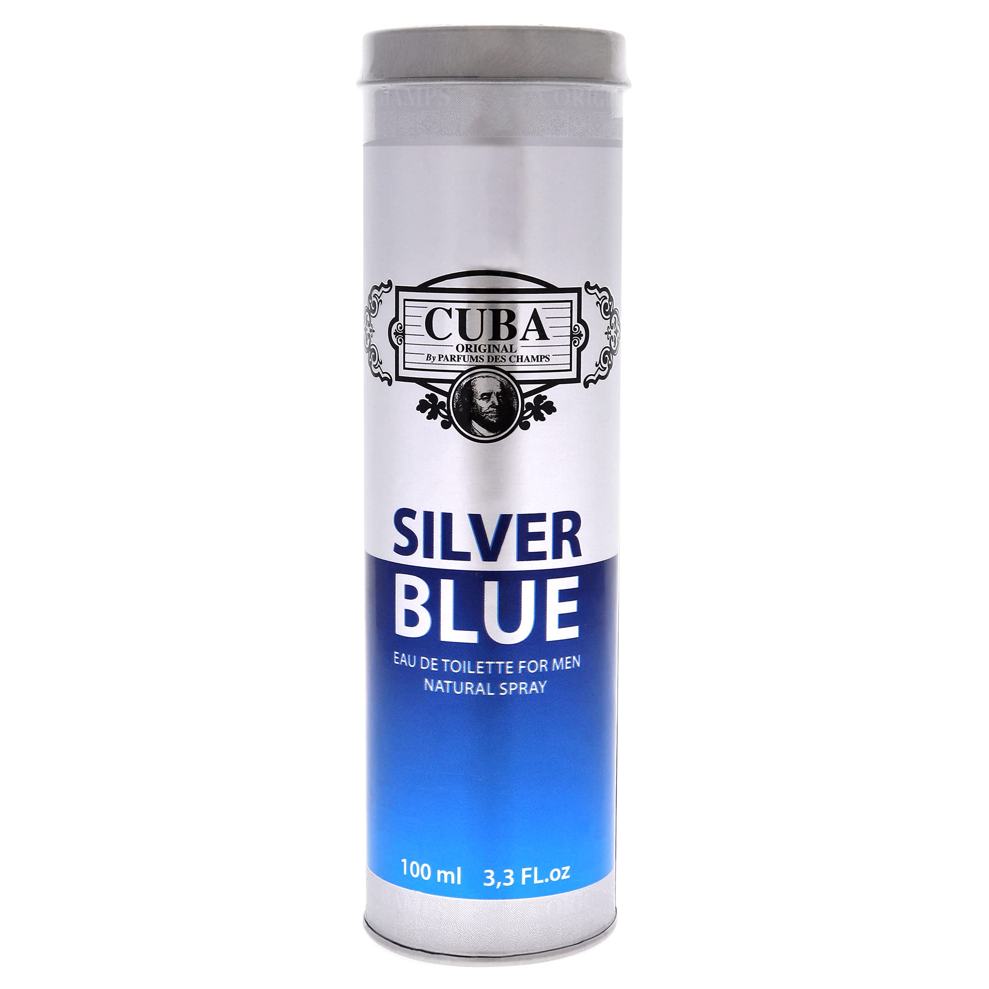 Cuba Silver Blue Eau de Toilette for Men – 3.3 oz EDT Spray | Woody Floral Musk