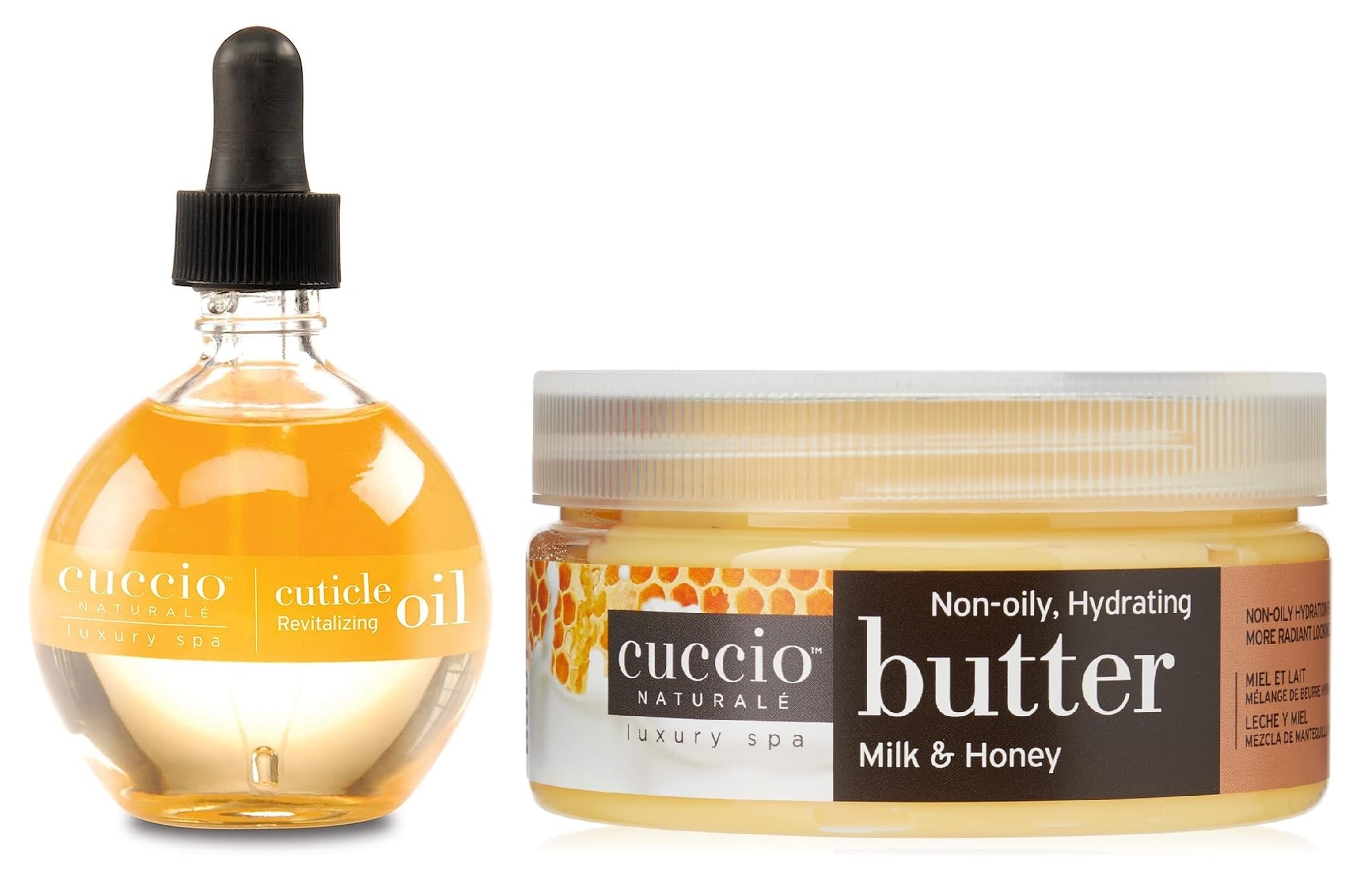 Cuccio Full Hand Treatment: Cuticle Oil 2.5oz + Butter Blends Cream 8oz Milk & Honey