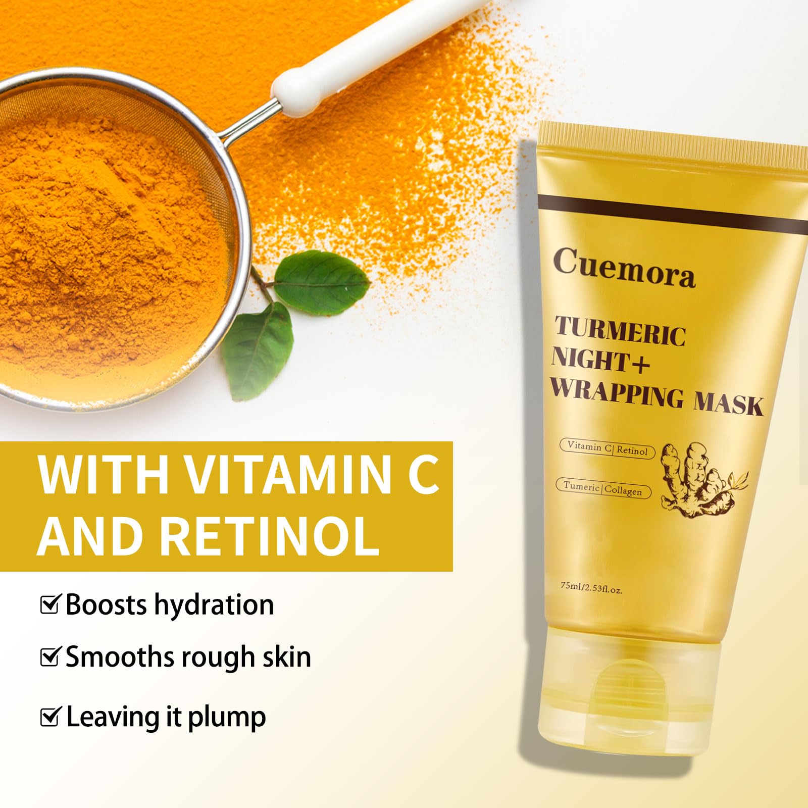 Cuemora Turmeric Overnight Mask with Bio-Collagen – Peel-Off Night Mask