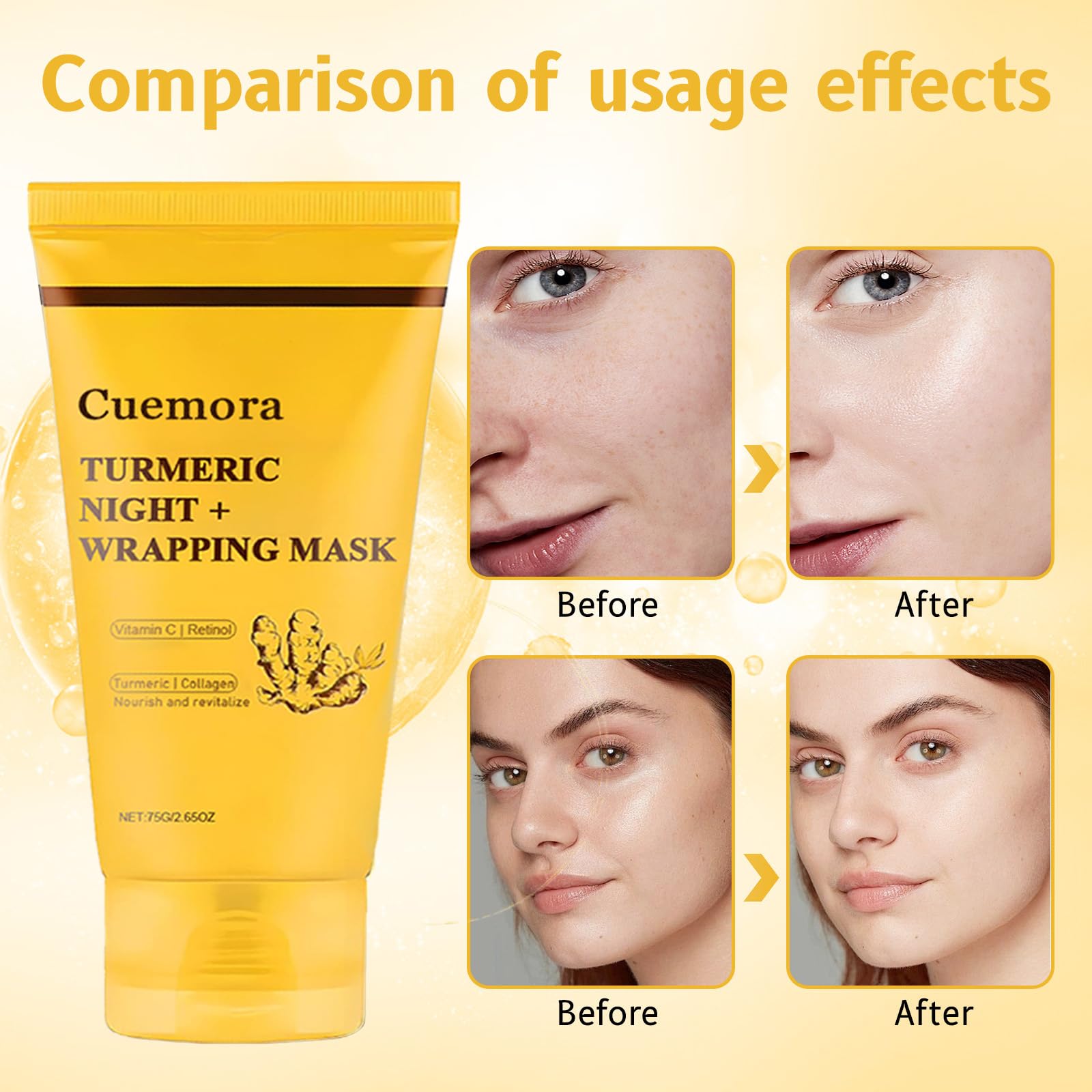 Cuemora Turmeric Overnight Mask with Bio-Collagen – Peel-Off Night Mask