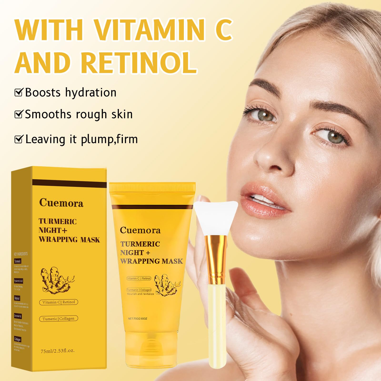 Cuemora Turmeric Overnight Mask with Bio-Collagen – Peel-Off Night Mask