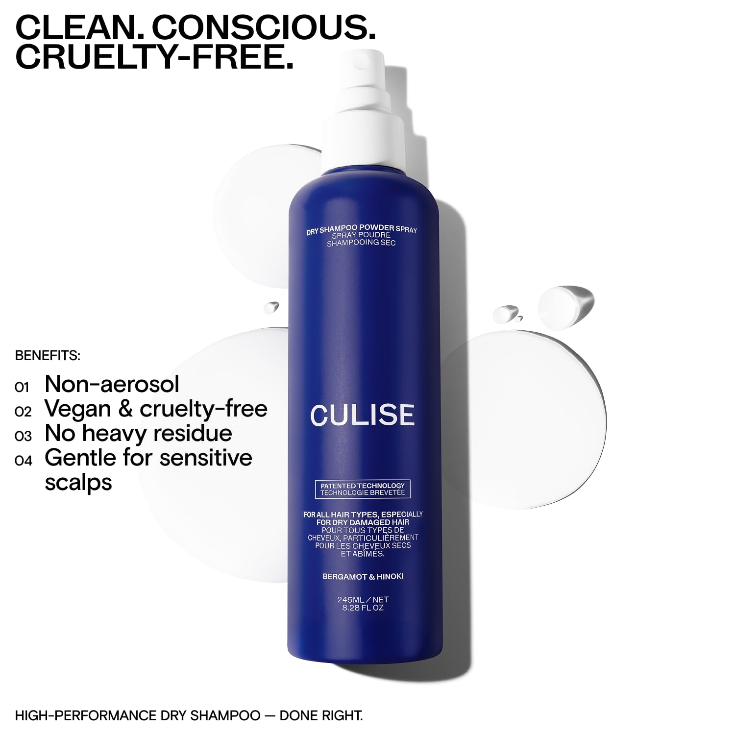 CULISE Korean Dry Shampoo Powder Spray - Non-Aerosol, oil absorption & root refresh (16-Week Supply)