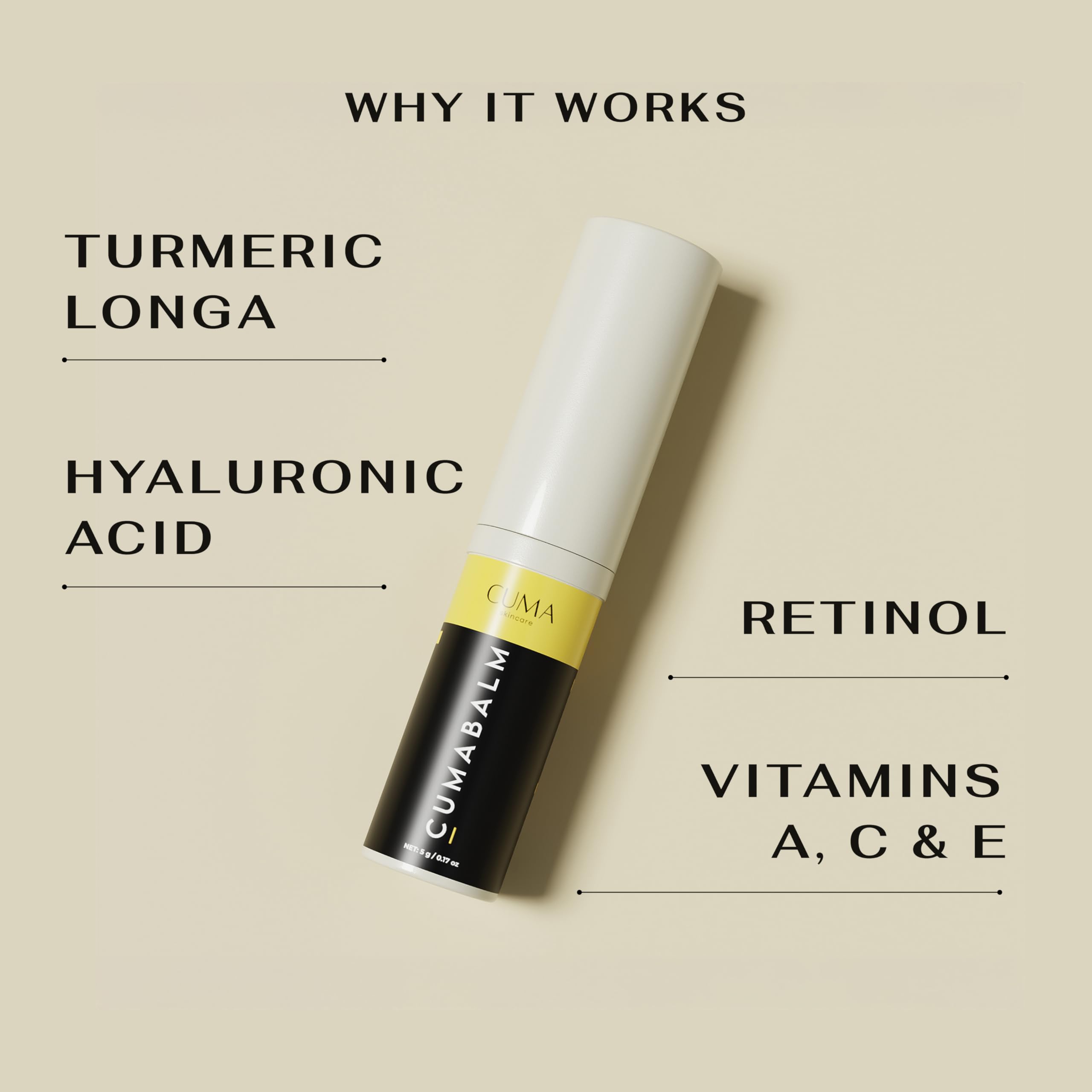 CumaBalm™ Eye Balm with Turmeric & Retinol – Vegan Depuffing, Brightening & Hydration by CUMA