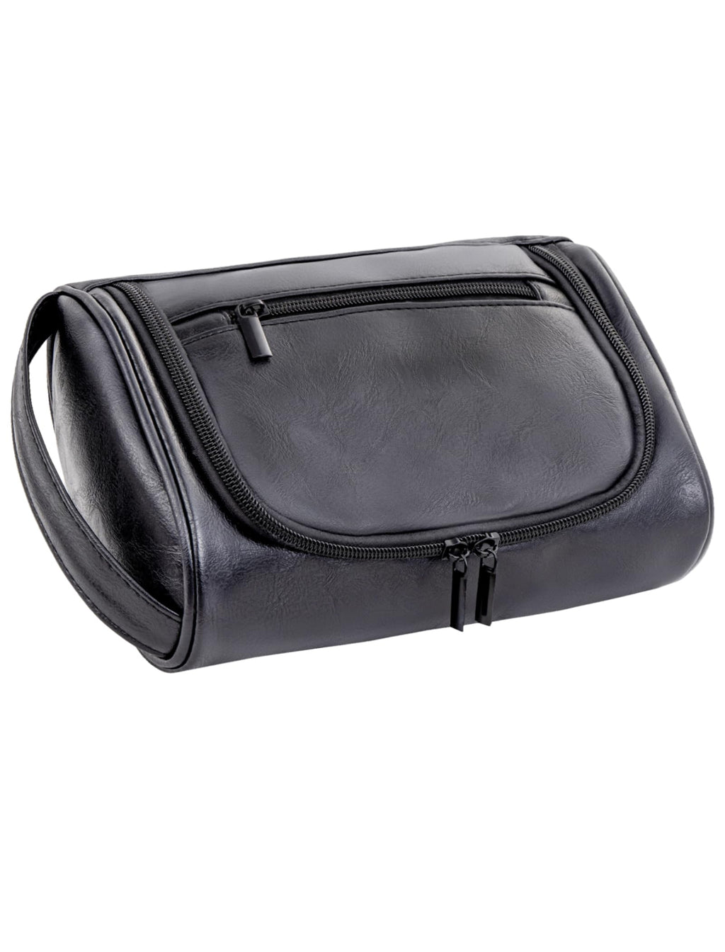 Cumbanho Mens Slim Toiletry Bag | Minimalist PU Leather Dopp Kit for Men – Black