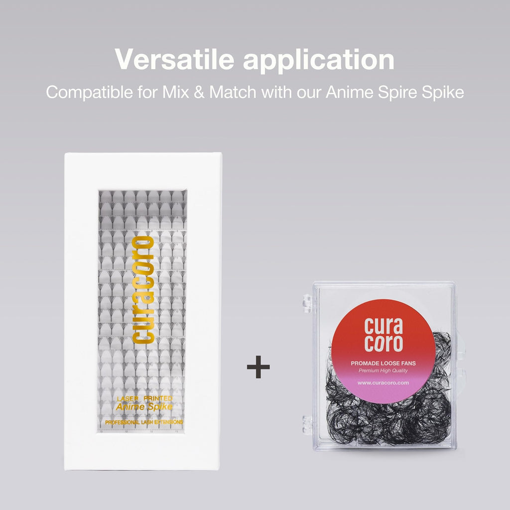 Curacoro Anime Spire Spikes – Laser-Bonded, Lightweight Premade Lash Spikes with LC Curl 7–16mm for Professionals