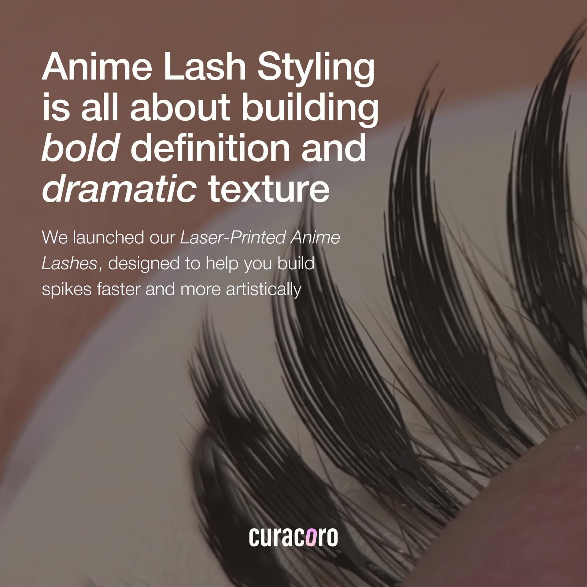 CURACORO Anime Spire Spike Lashes – 360 Fans, Laser-Bonded Base, Premade Lashes for Professionals (C/BC Curl, 9–16mm)