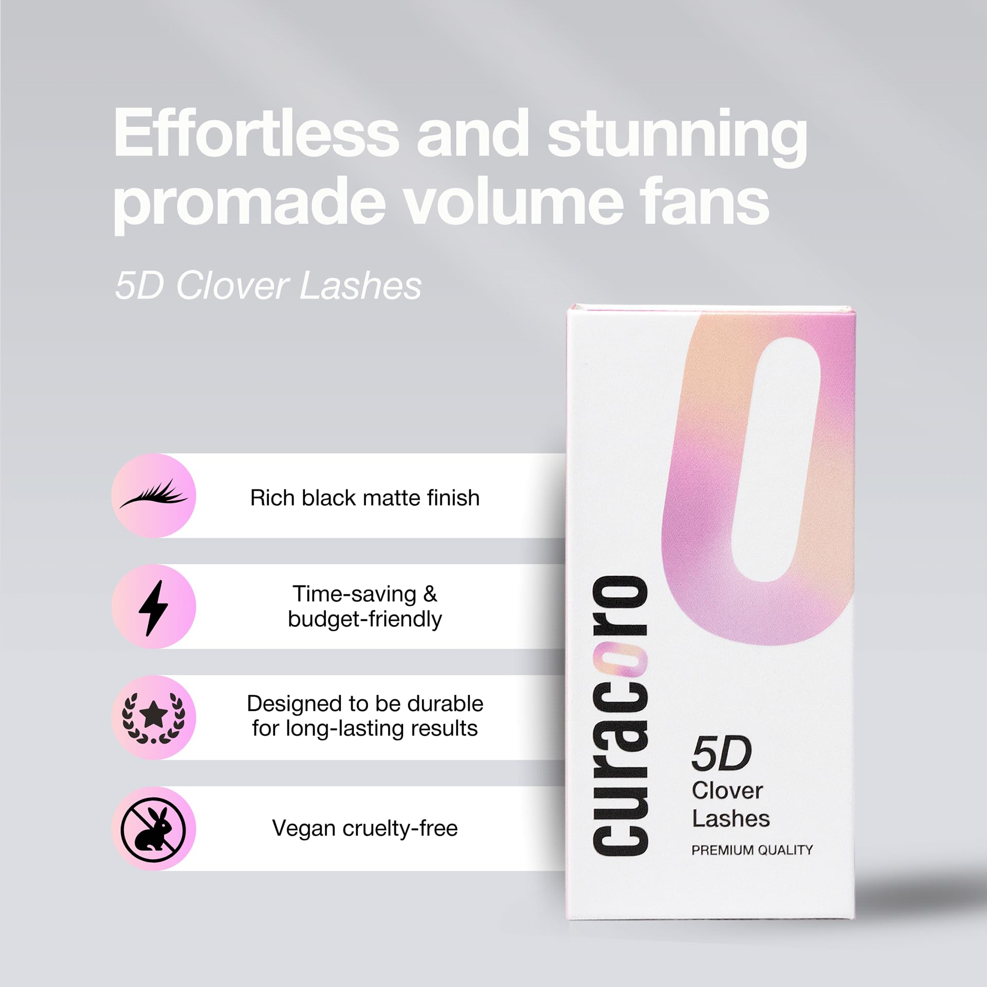 Curacoro 5D W-Shaped Clover Eyelashes Extension | 0.07mm | C/CC/D Curl | 8–15mm