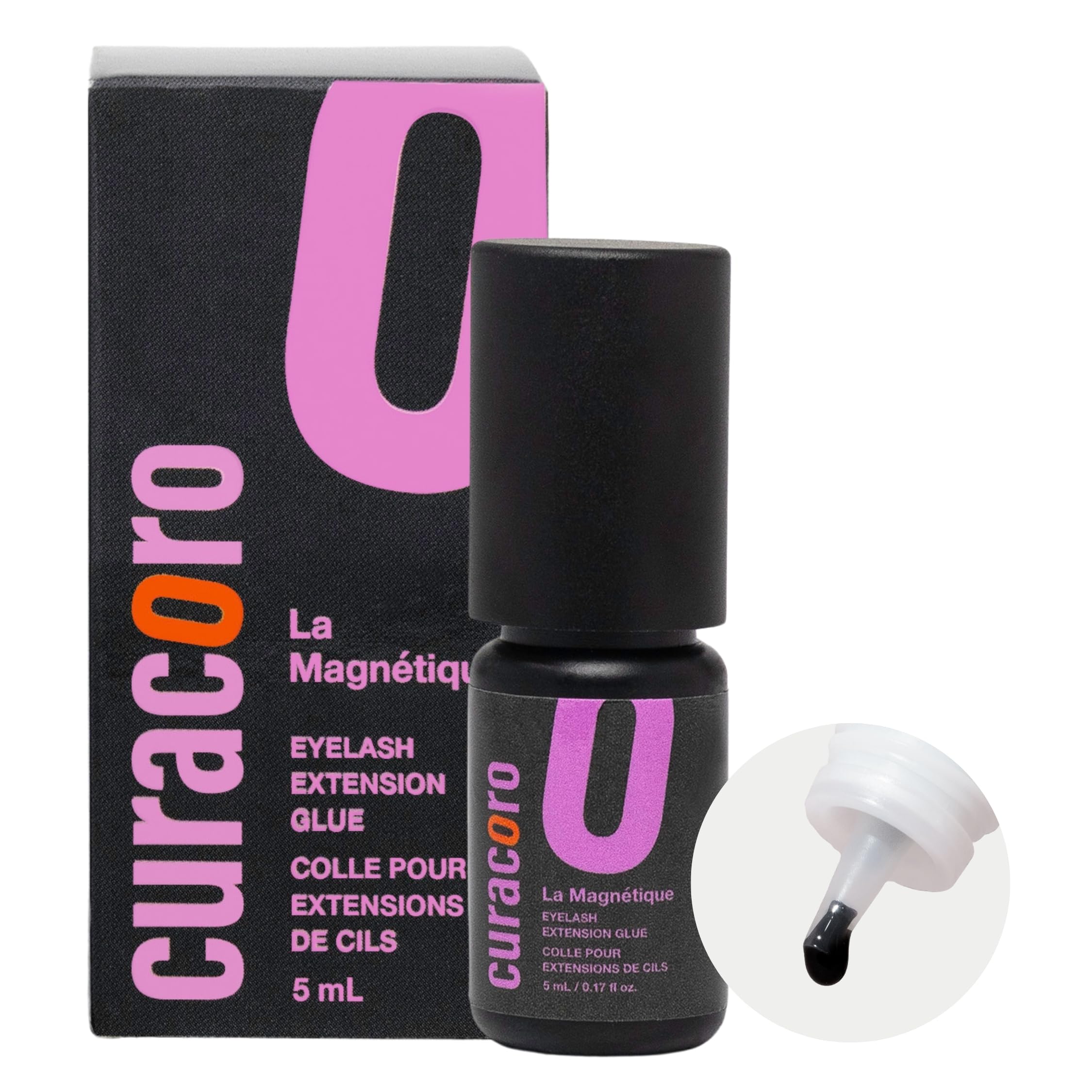 Curacoro Professional Eyelashes Glue – Extra Strong Salon Adhesive (0.17 fl oz) Clear & Black