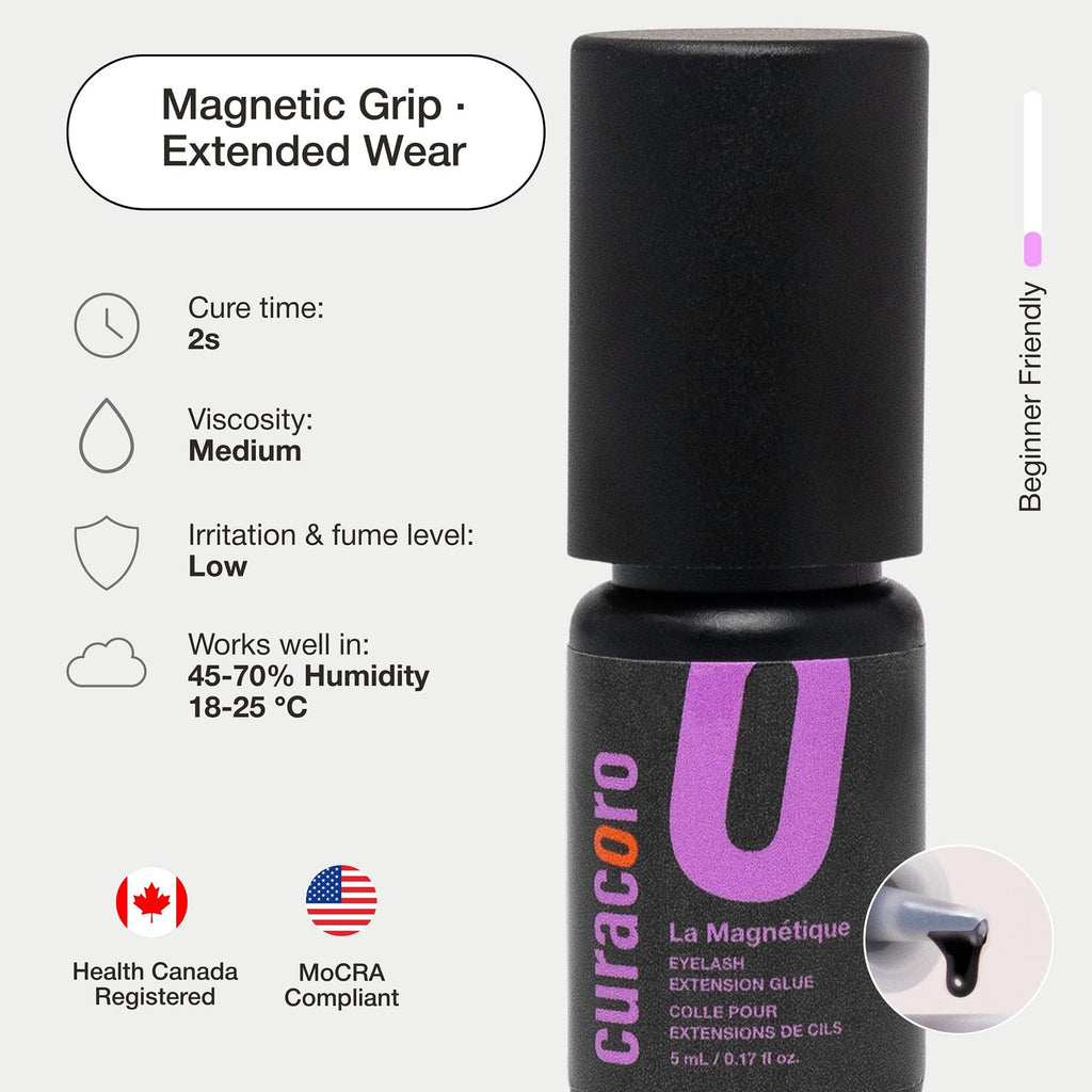 Curacoro Professional Eyelashes Glue – Extra Strong Salon Adhesive (0.17 fl oz) Clear & Black