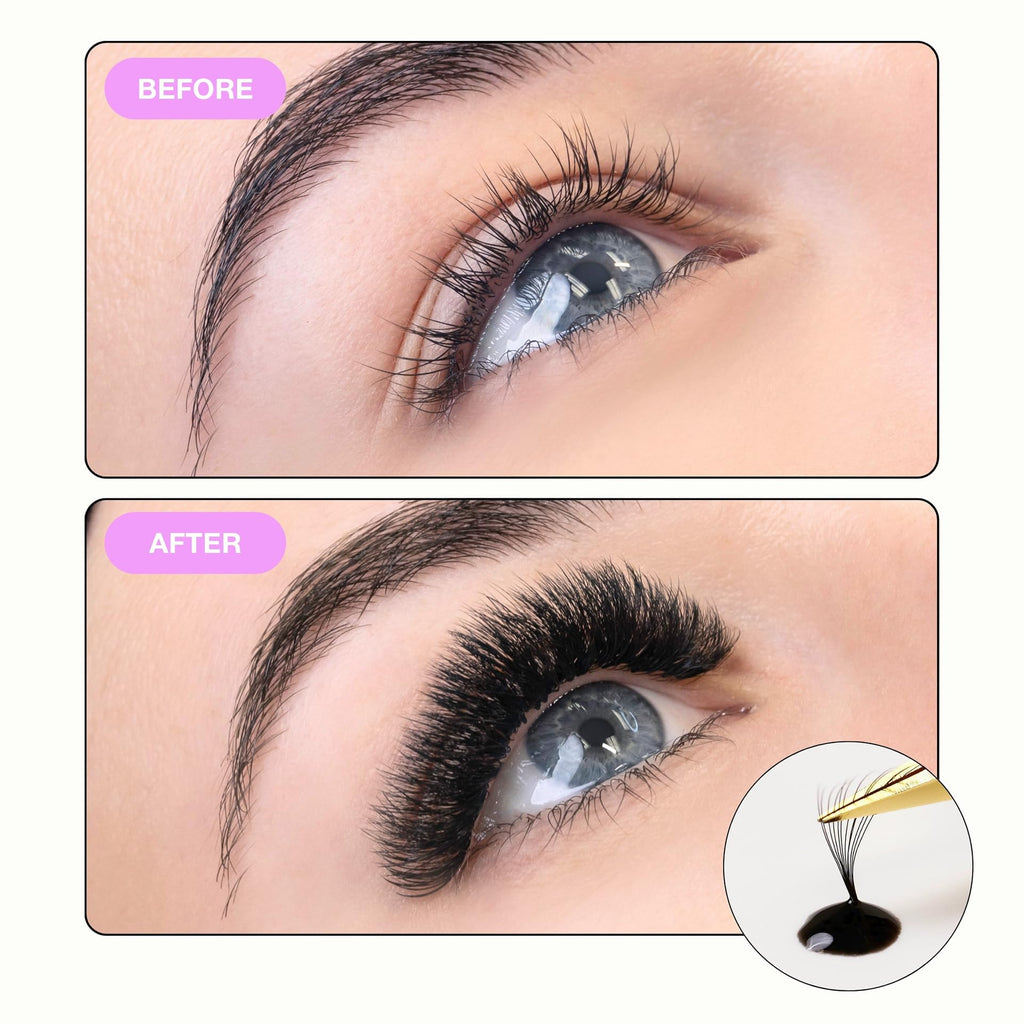 Curacoro Professional Eyelashes Glue – Extra-Strong Salon Adhesive (Clear/Black), 0.17 fl oz, 0.5–3 Sec Dry Time, 7–8 Week Retention