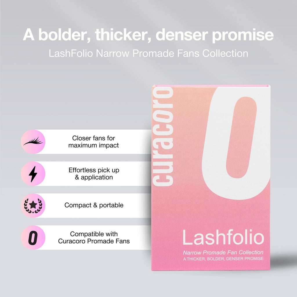 Curacoro LashFolio Narrow Promade Fans 10D-0.03 CC Curl – Handmade Volume Eyelashes