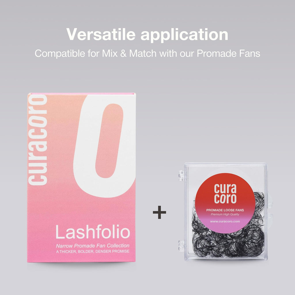 Curacoro LashFolio Narrow Promade Fans 10D-0.03 CC Curl – Handmade Volume Eyelashes