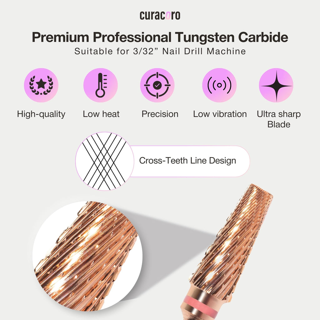 Curacoro Cuticle Nail Drill Bit 3/32in 5-in-1 Pro XXC+XXF – Refine, Shape & Smooth Nails