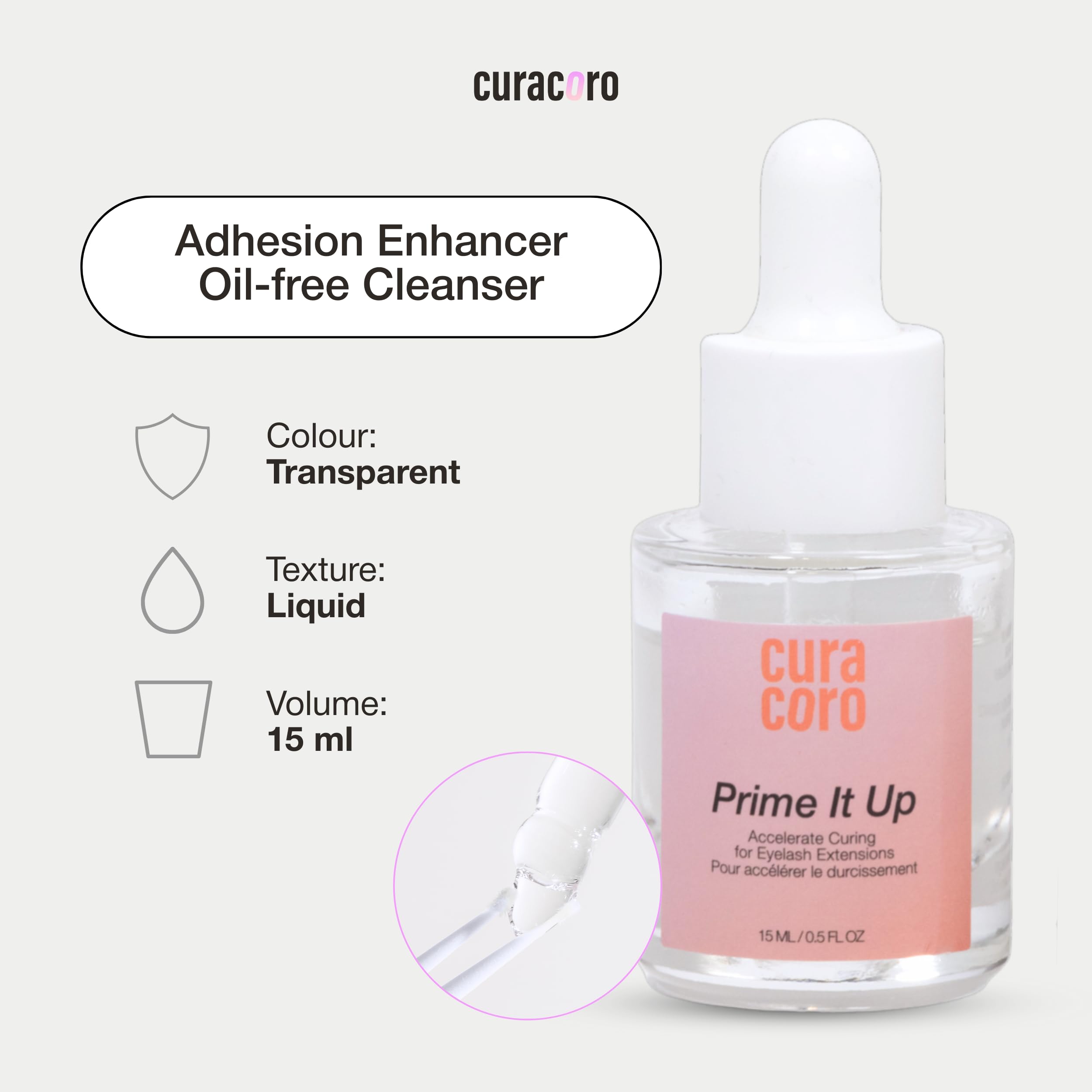 Curacoro Eyelash Extension Primer 15 ml – Prime It Up for Stronger Bonding