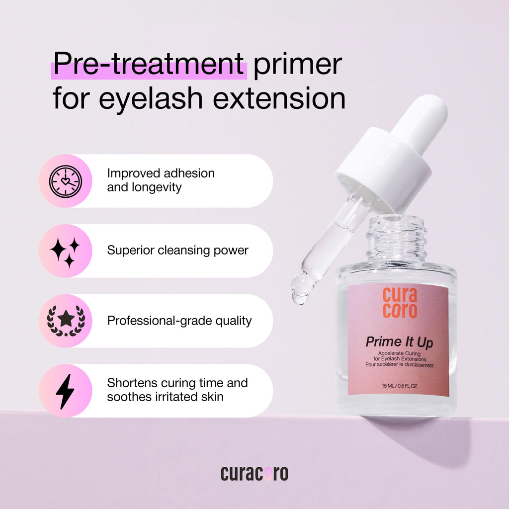 Curacoro Eyelash Extension Primer 15 ml – Prime It Up for Stronger Bonding