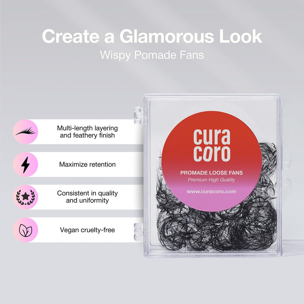 Curacoro Promade Wispy Fans – 9D 0.05D, 17mm Lash Extensions (500 Count)