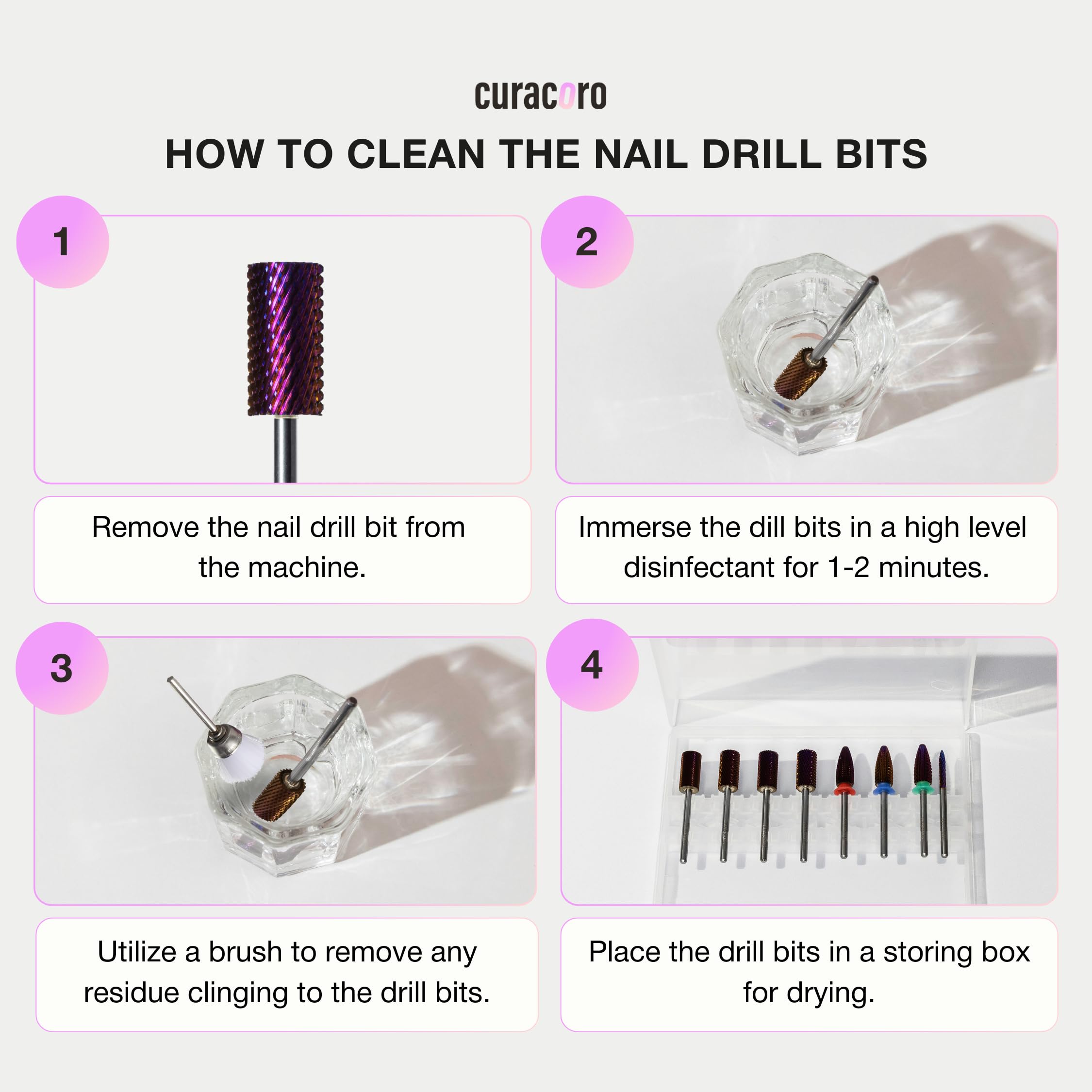 Curacoro Typhoon Nail Drill Bits 3/32in – 2-Way Fine Carbide Bit for Gel Polish Removal, Buffing & Smooth Nails