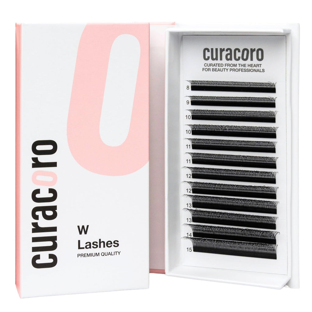 Curacoro W Eyelashes Extensions – 3D Handmade Volume, 0.07 C Curl, 9mm, Fluffy & Long-Lasting