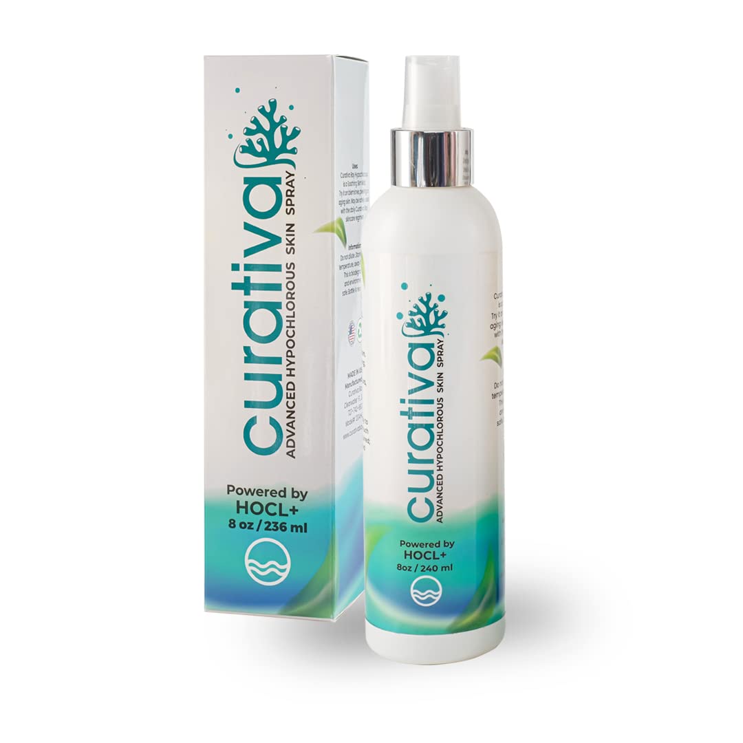 Curativa Bay .02% Hypochlorous Skin Spray – Organic, Made in USA, 8 oz