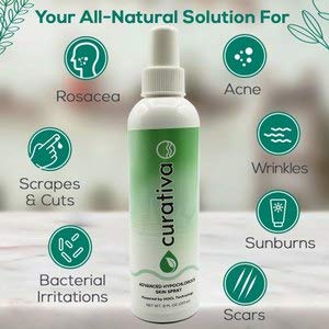 Curativa Bay .02% Hypochlorous Skin Spray – Organic, Made in USA, 8 oz