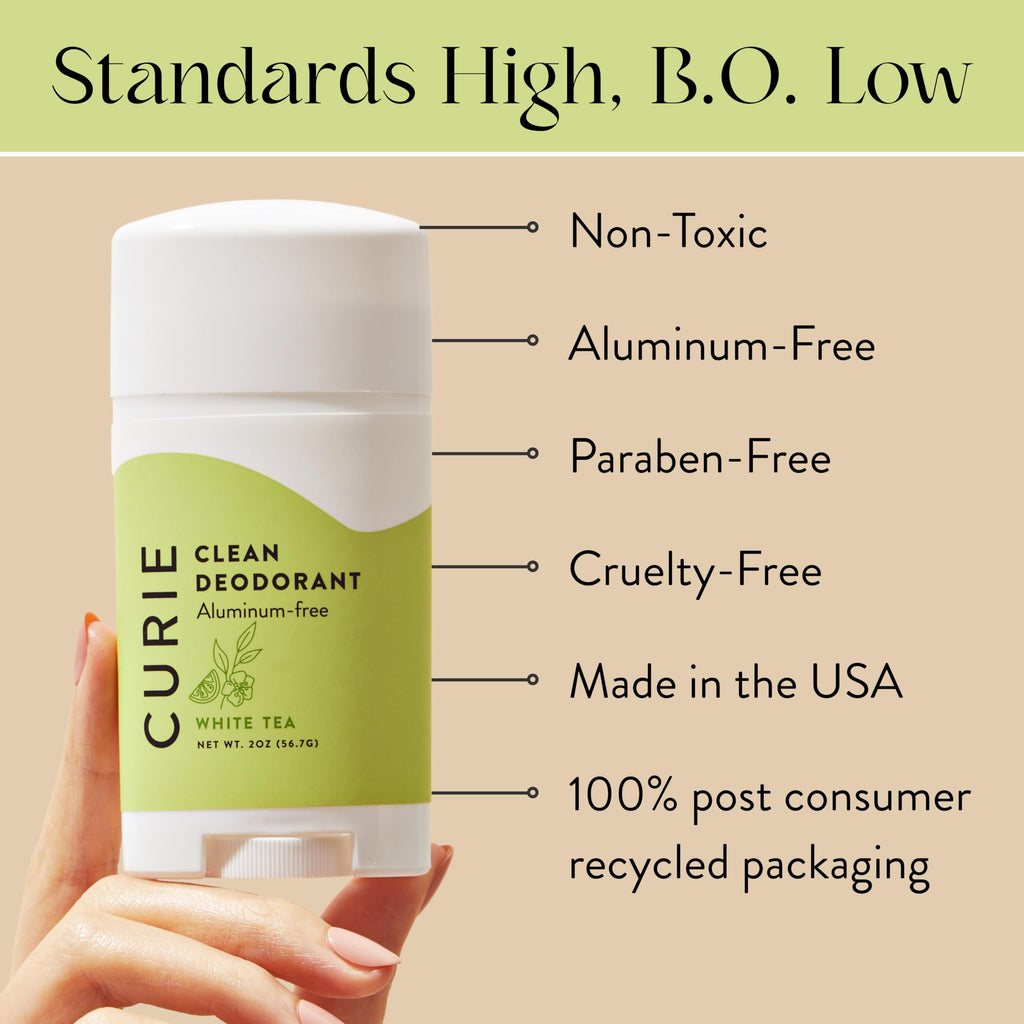 Curie Aluminum-Free Deodorant – White Tea Stick & Travel Mini (2 Pack)