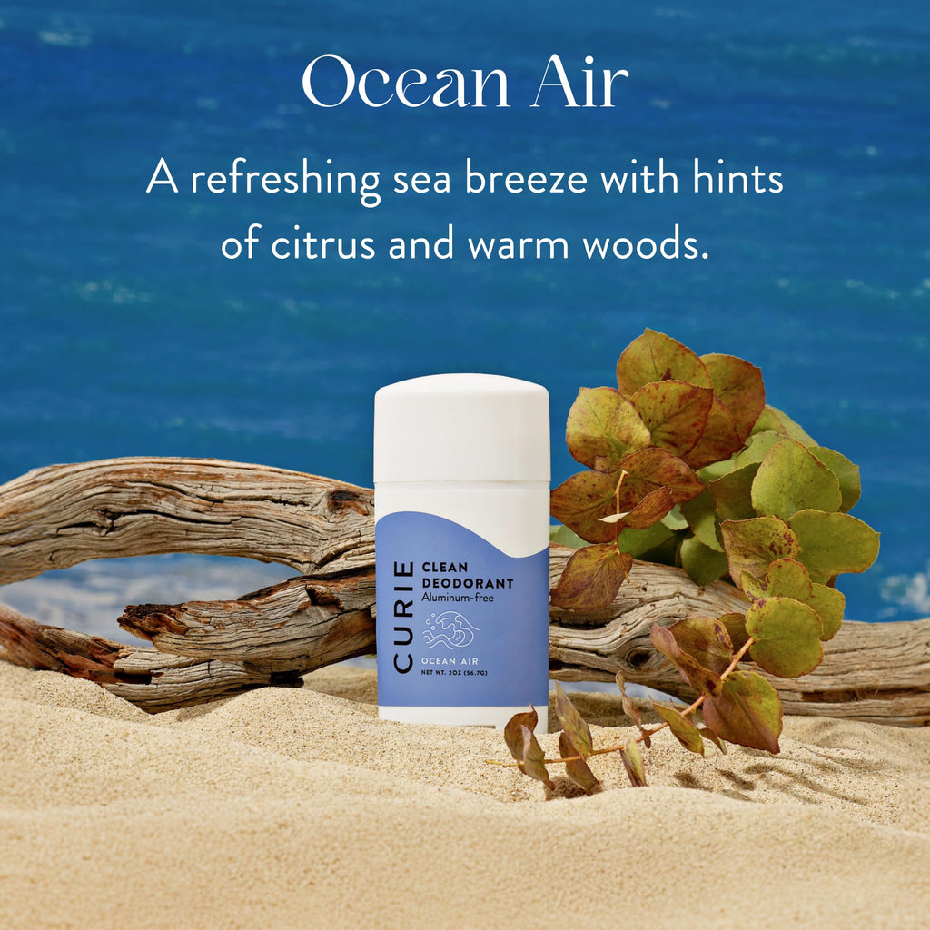 Curie Ocean Air Aluminum-Free Deodorant Stick & Mini 2-Pack | Clean, Vegan, Non-Toxic