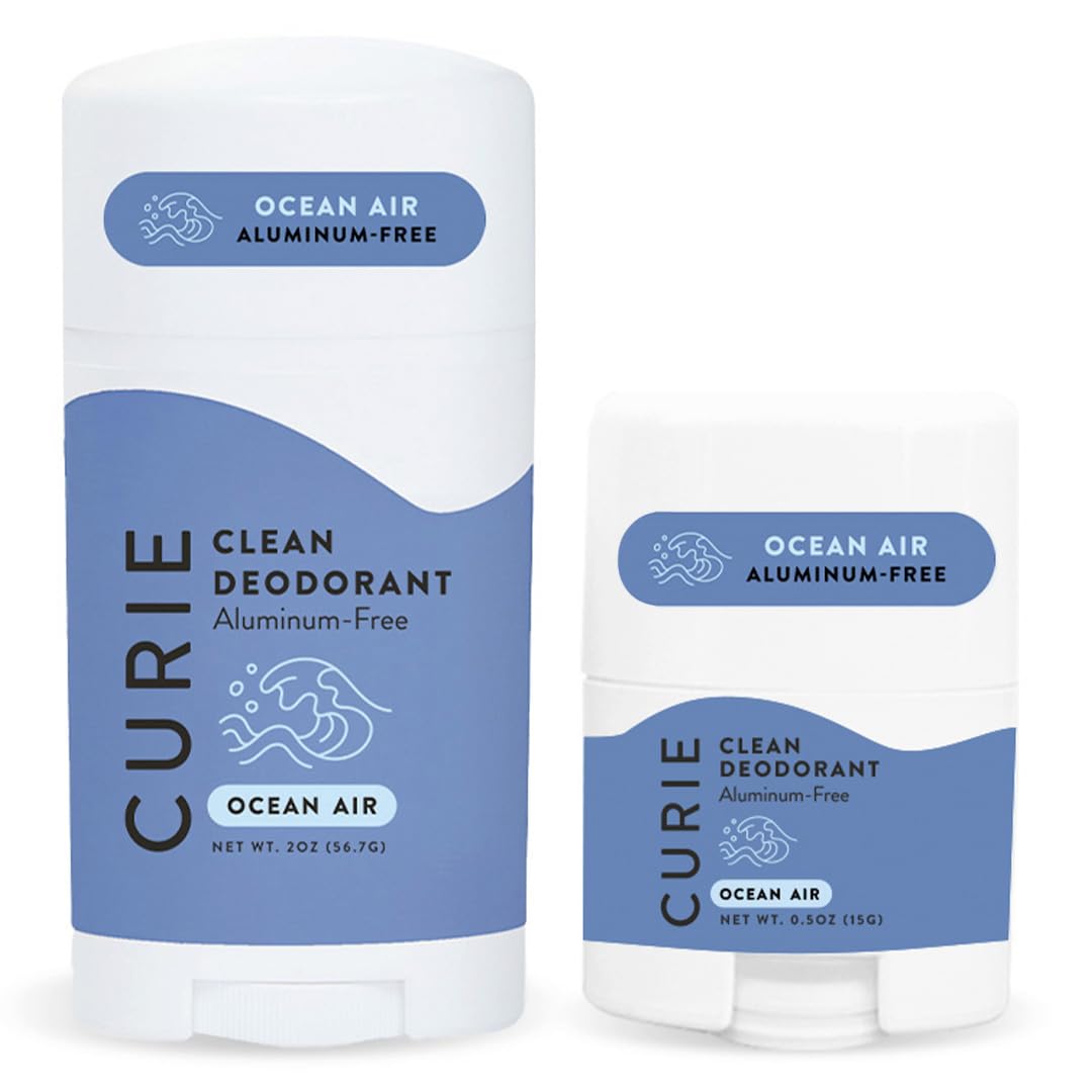 Curie Ocean Air Aluminum-Free Deodorant Stick & Mini 2-Pack | Clean, Vegan, Non-Toxic