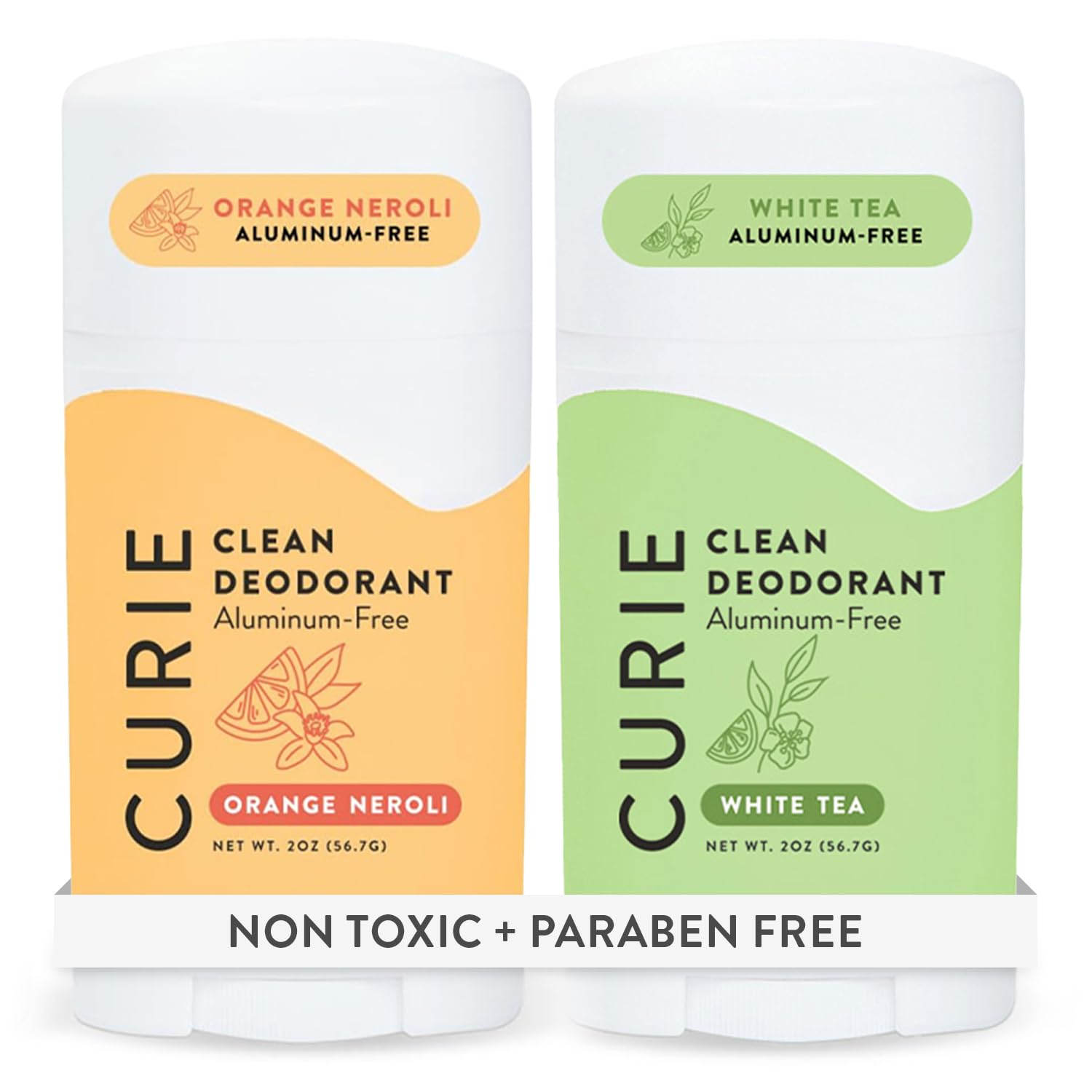 Curie Natural Deodorant for Women – Aluminum-Free Orange Neroli & White Tea (2-Pack) | Clean, Sustainable, Vegan
