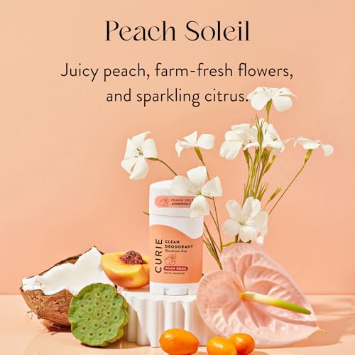 Curie Peach Soleil Natural Deodorant for Women – Aluminum-Free, Vegan, Paraben-Free (3pk)
