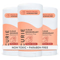 Curie Peach Soleil Natural Deodorant for Women – Aluminum-Free, Vegan, Paraben-Free (3pk)