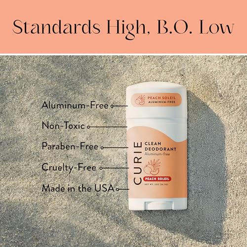 Curie Peach Soleil Natural Deodorant for Women – Aluminum-Free, Vegan, Paraben-Free (3pk)