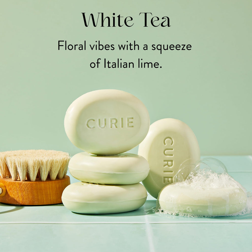 Curie White Tea Detoxifying Body Wash Bar – Bentonite Clay & Volcanic Ash, Sulfate-Free, 3PK