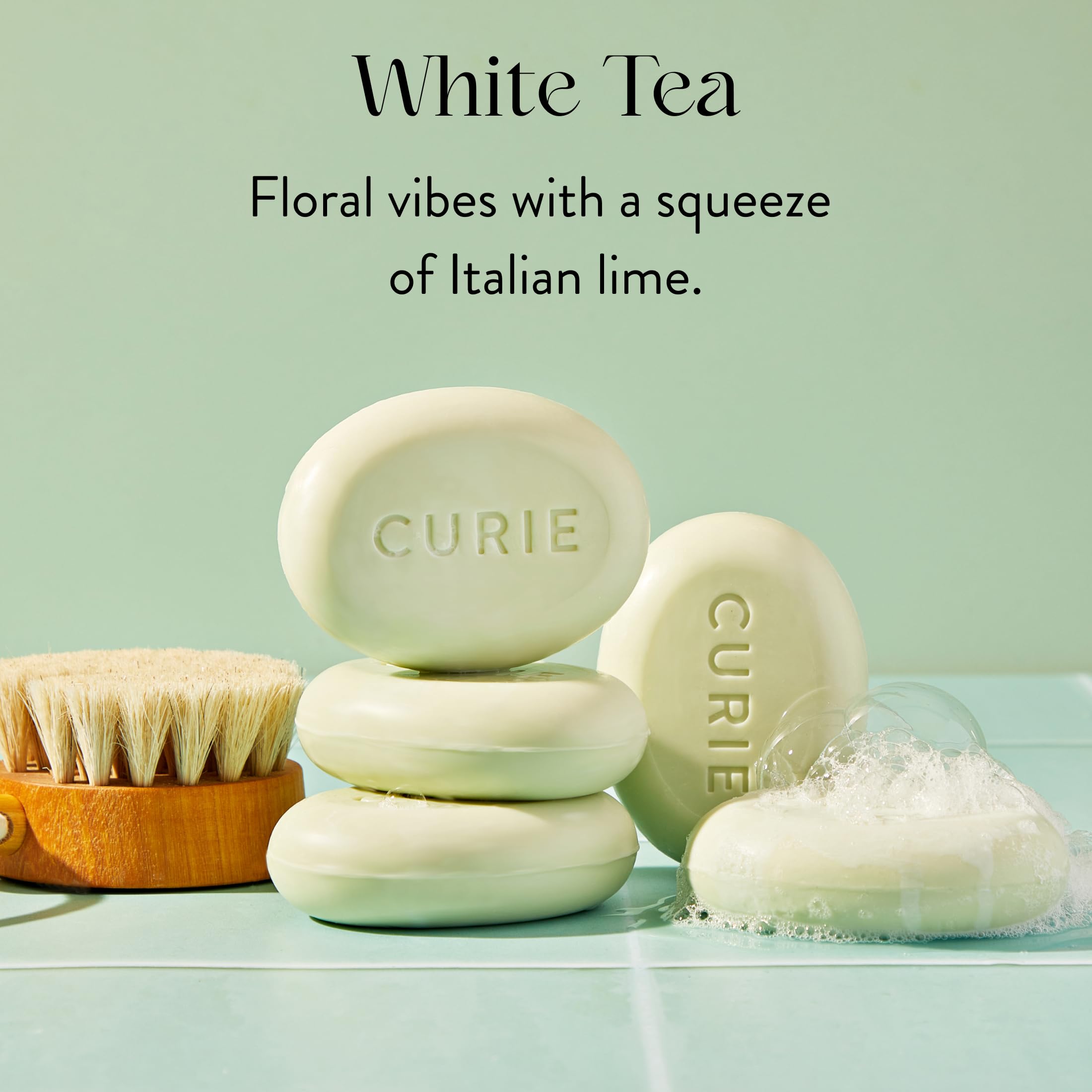 Curie White Tea Detoxifying Body Wash Bar – Bentonite Clay & Volcanic Ash, Sulfate-Free, 3PK