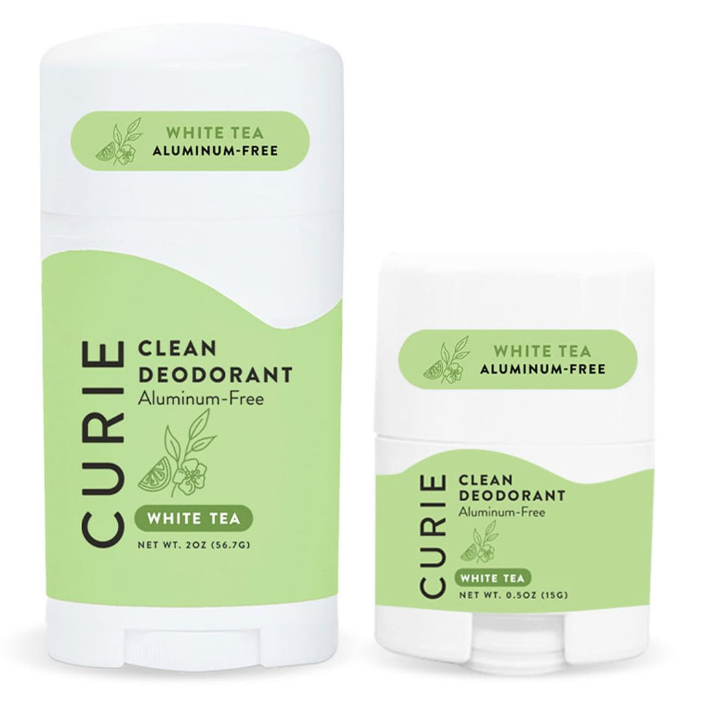 Curie Aluminum-Free Deodorant – White Tea Stick & Travel Mini (2 Pack)