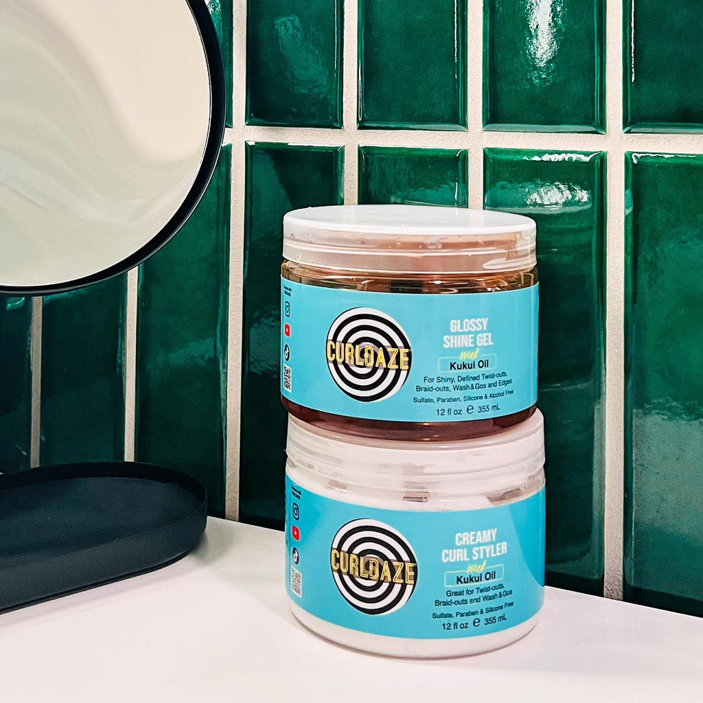 Curldaze Glossy Shine Gel with Kukui Oil | Defines Curls, Frizz Control, and Shine