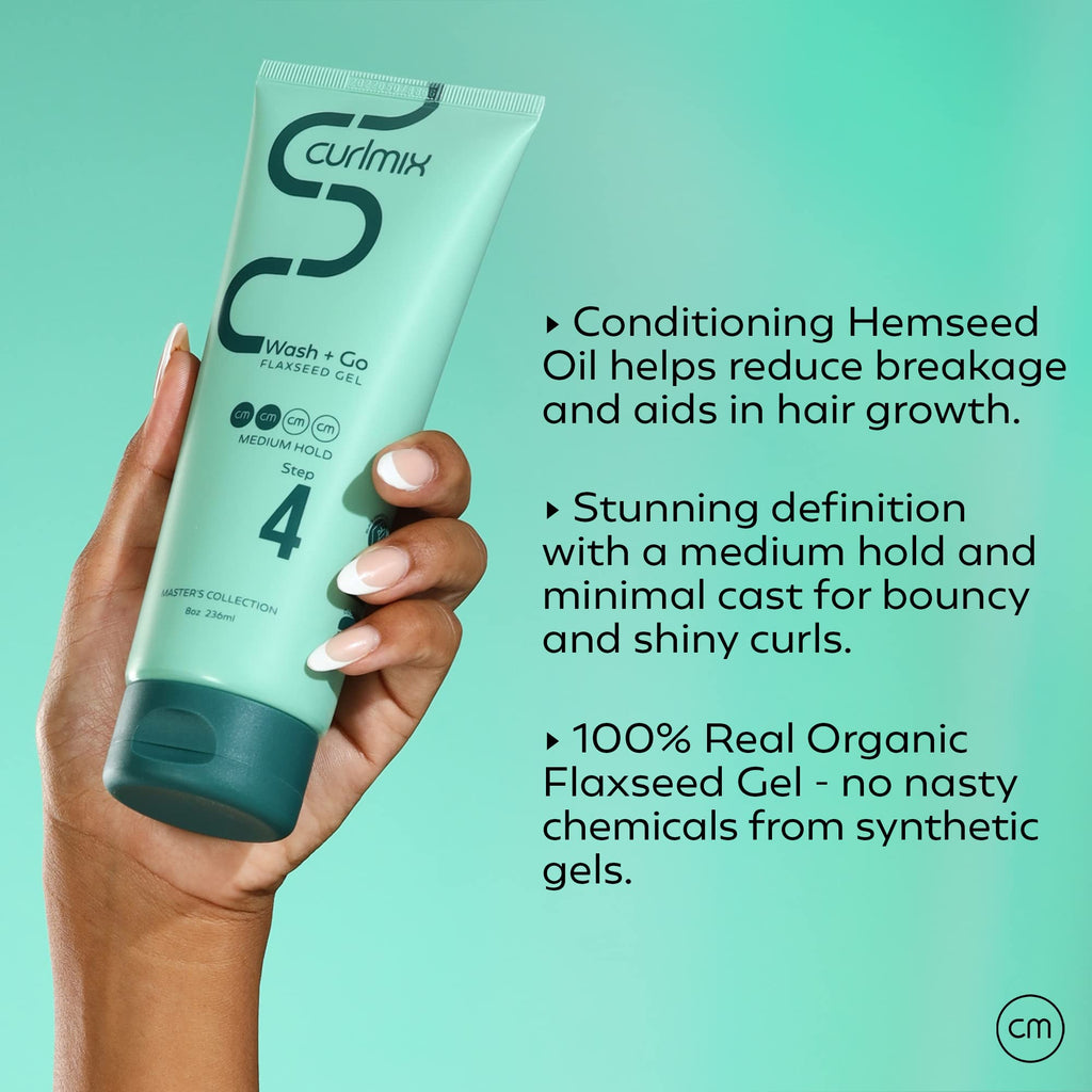 CurlMix Flaxseed Gel – Medium Hold for Defined, Elongated Curls | Wash + Go for Curly Hair