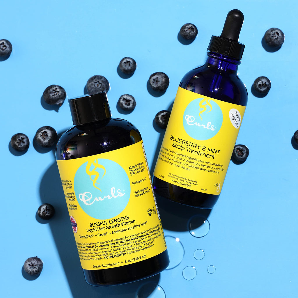 Curls Blueberry Bliss Liquid Hair Growth Vitamin – Grow, Strengthen & Maintain Hair, Nails & Skin (8oz)