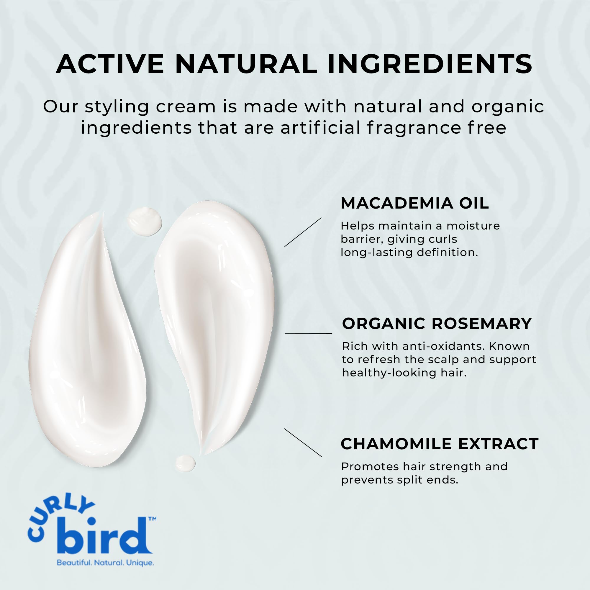 Curly Bird Curl Defining Styling Cream | Fragrance Free, Medium Hold, Family Friendly