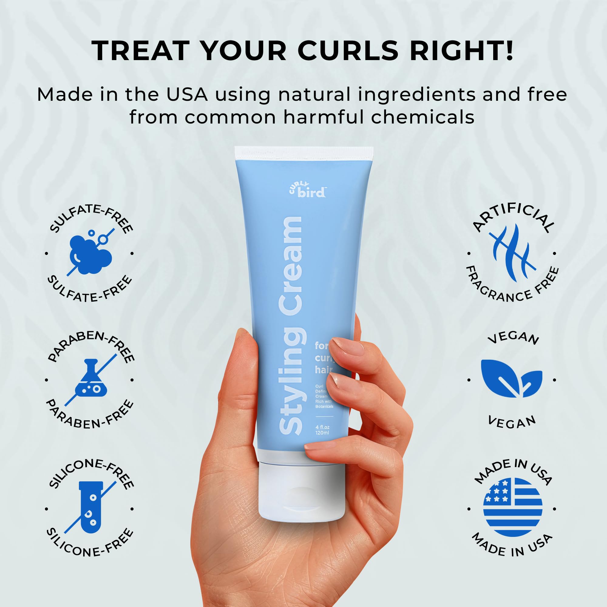 Curly Bird Curl Defining Styling Cream | Fragrance Free, Medium Hold, Family Friendly