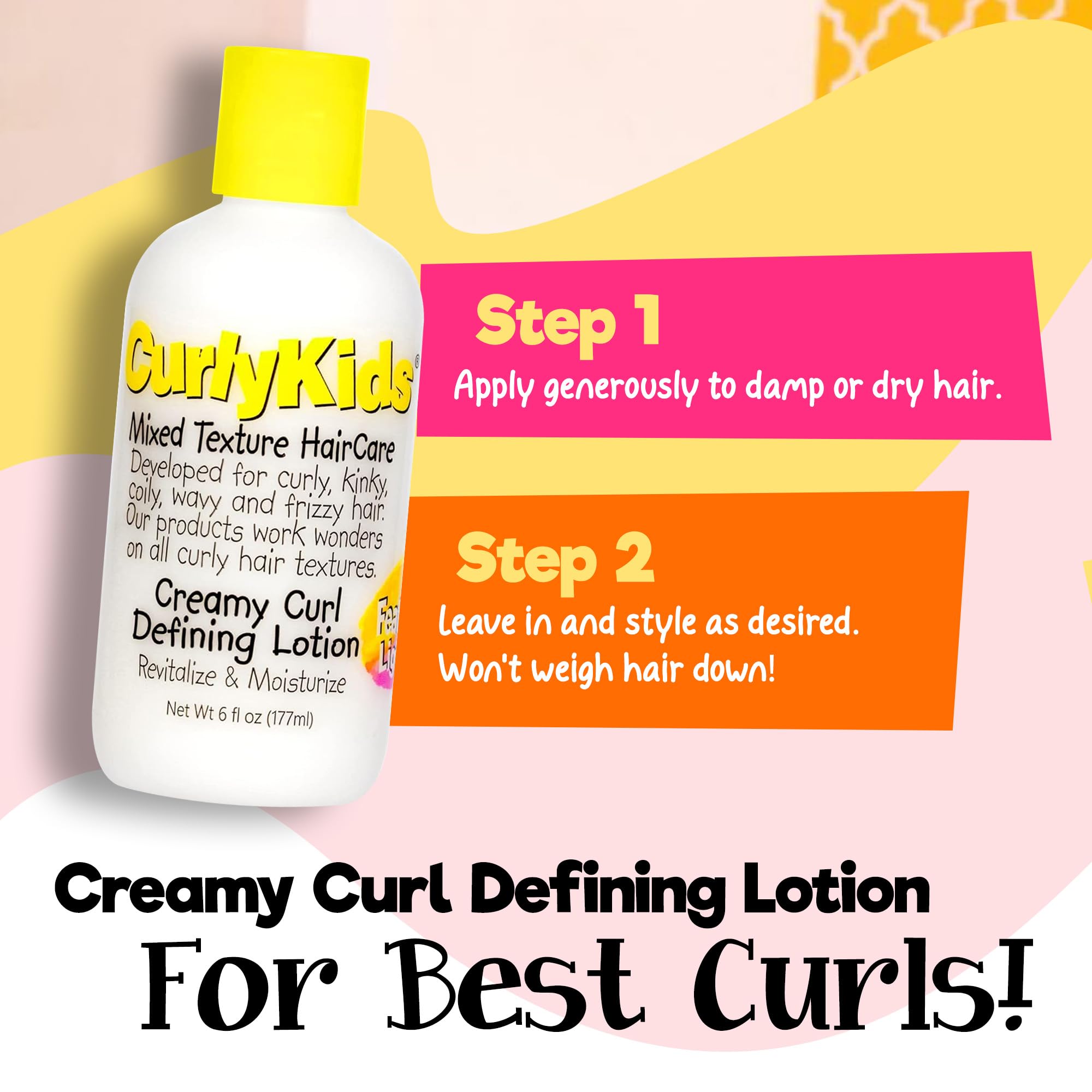 CurlyKids Curl Defining Lotion – Lightweight, Non-Crunchy Curls for Kids (6oz)
