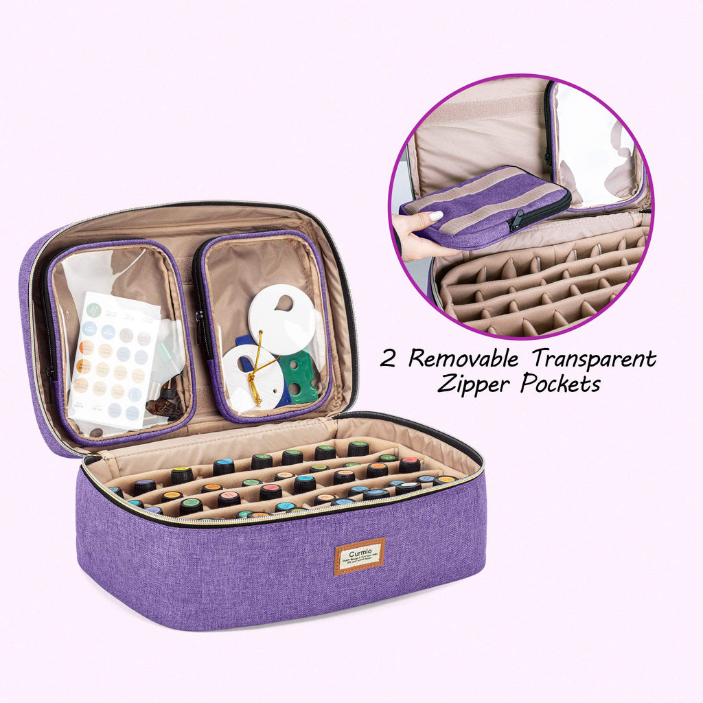 CURMIO Essential Oil Storage Case for 40 Bottles (5ml-30ml) – Purple Bag Only