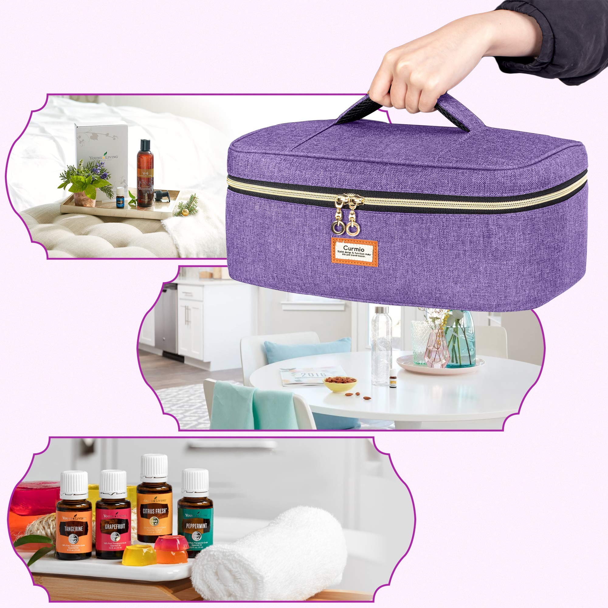 CURMIO Essential Oil Storage Case for 40 Bottles (5ml-30ml) – Purple Bag Only
