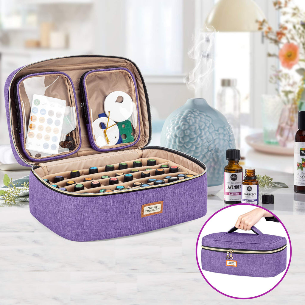 CURMIO Essential Oil Storage Case for 40 Bottles (5ml-30ml) – Purple Bag Only