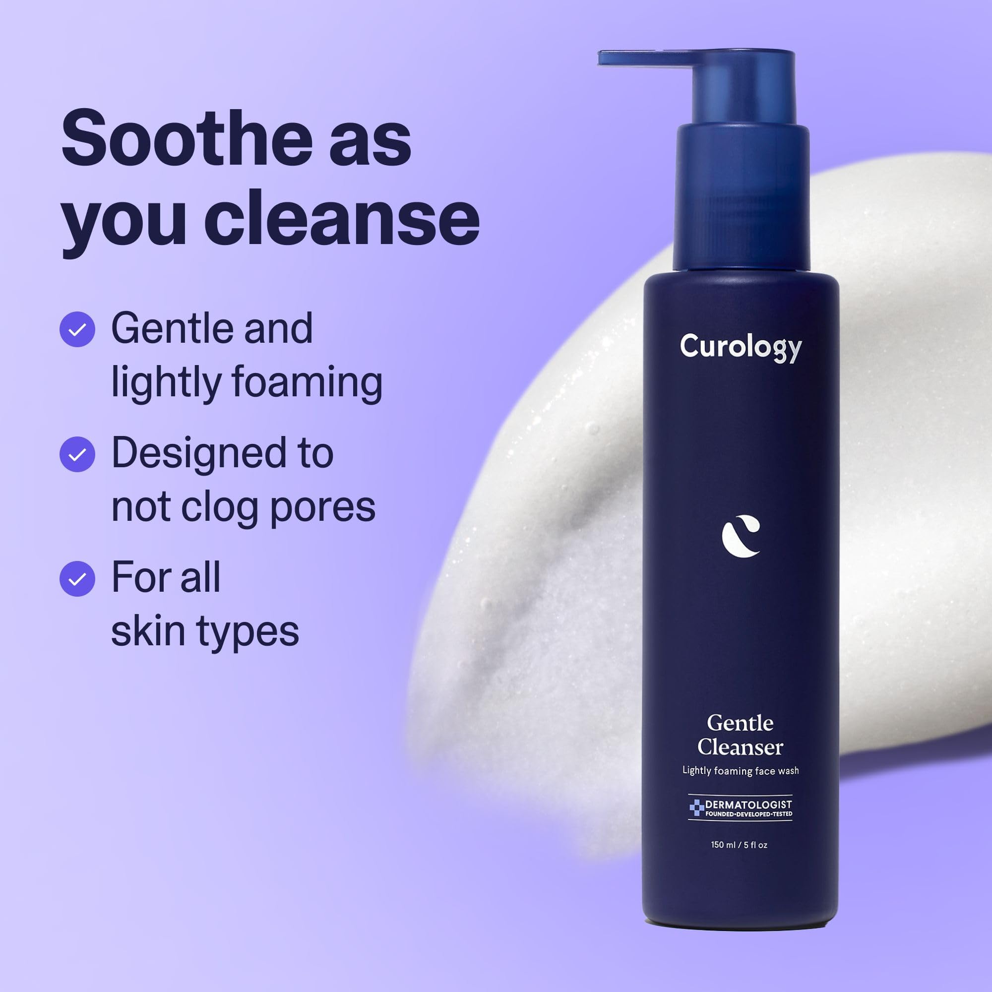 Curology Gentle Facial Cleanser – Hydrating Foaming Face Wash for Sensitive, Dry, or Oily Skin (5 fl oz)