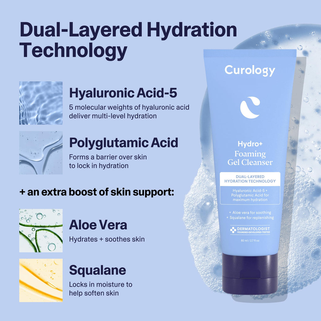 Curology Hydro+ Essentials Bundle: Foaming Cleanser, Cream Moisturizer & Eye Gel