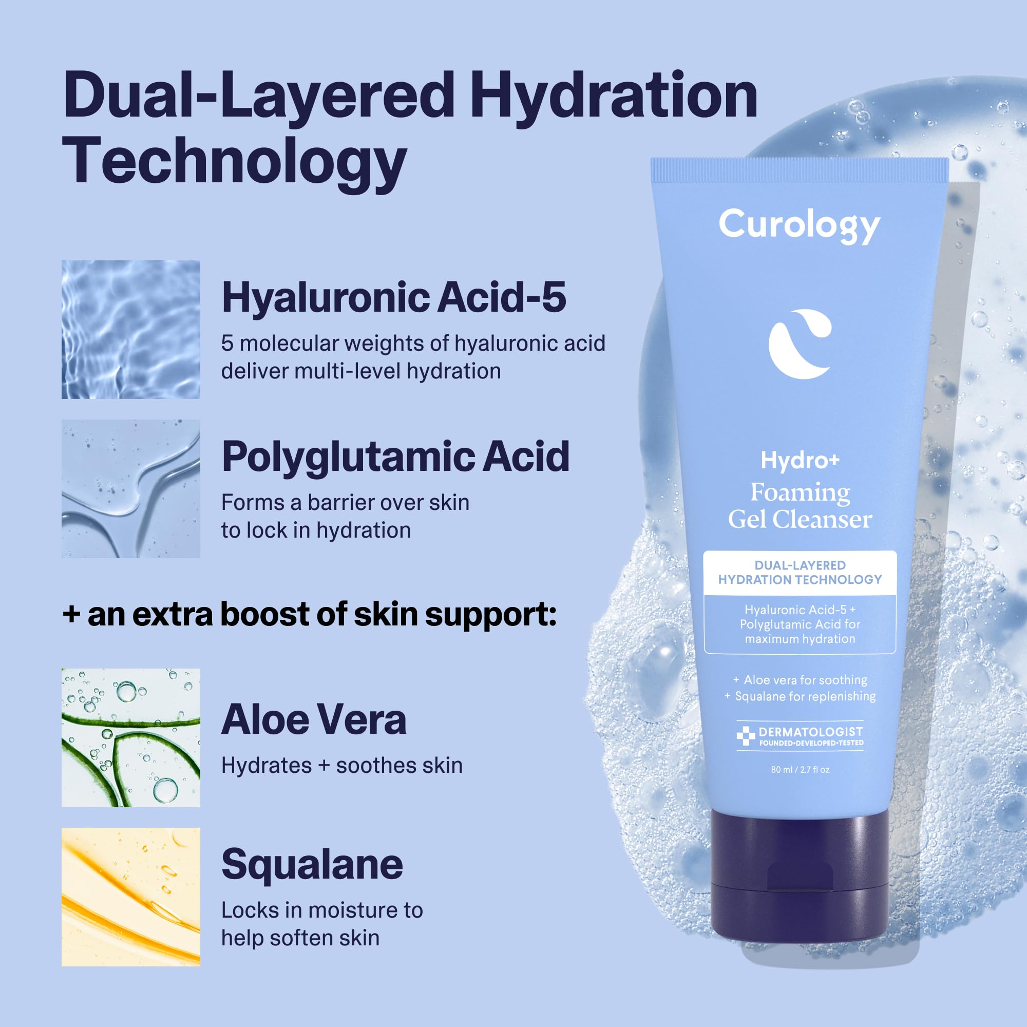 Curology Hydro+ Essentials Bundle: Foaming Cleanser, Cream Moisturizer & Eye Gel