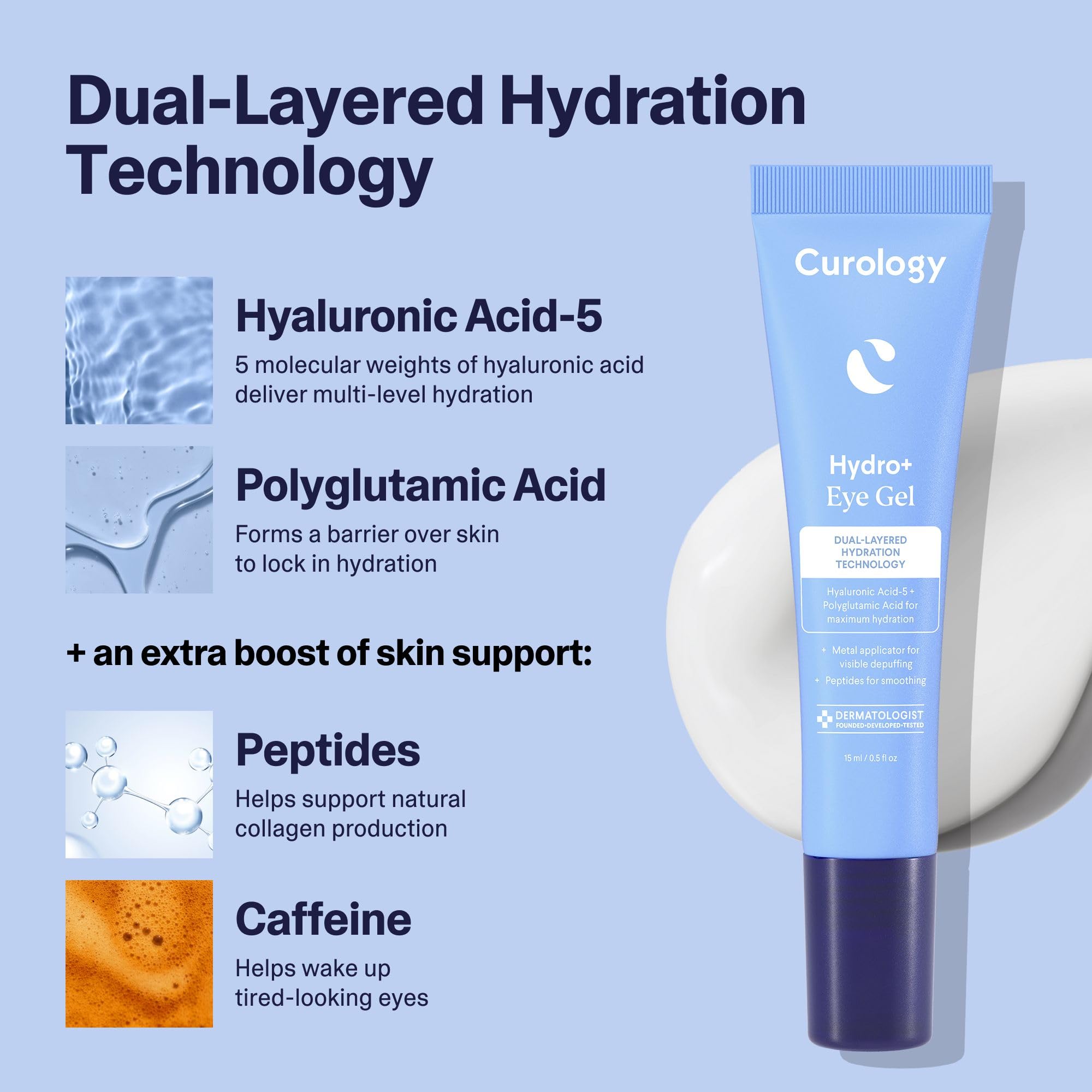Curology Hydro+ Essentials Bundle: Foaming Cleanser, Cream Moisturizer & Eye Gel
