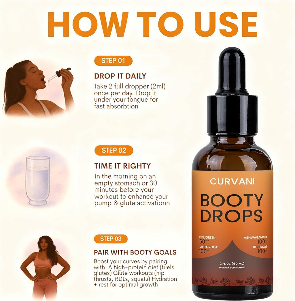 Curvani Booty Drops Lifting Serum – 2 oz Concentrated Formula for Curves